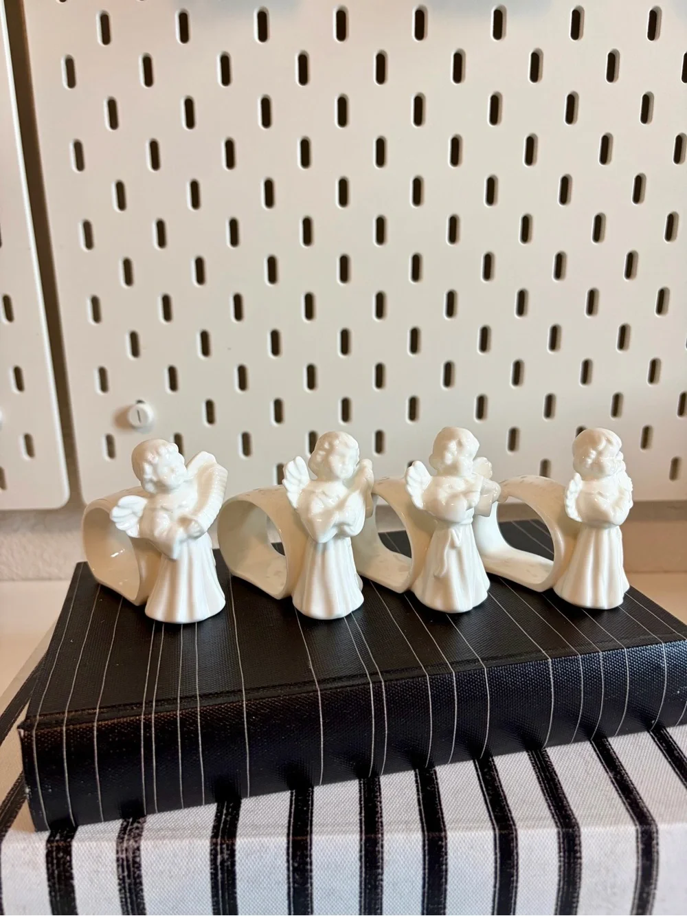 Vintage Porcelain Angel Napkin Rings Set of 4 - White